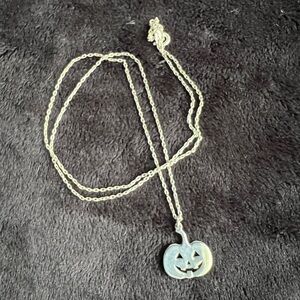 Sterling Silver  Pumpkin Halloween Necklace